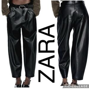 ZARA, faux leather cargo pants, size 36/4US